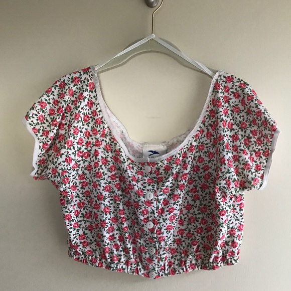 Hana Tops - Vintage/Retro Hana Pink White Floral Crop Top sz M
